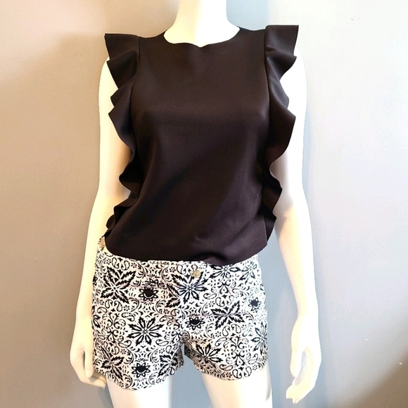 RED Saks Fifth Avenue Black Ruffle Top - Picture 9 of 11